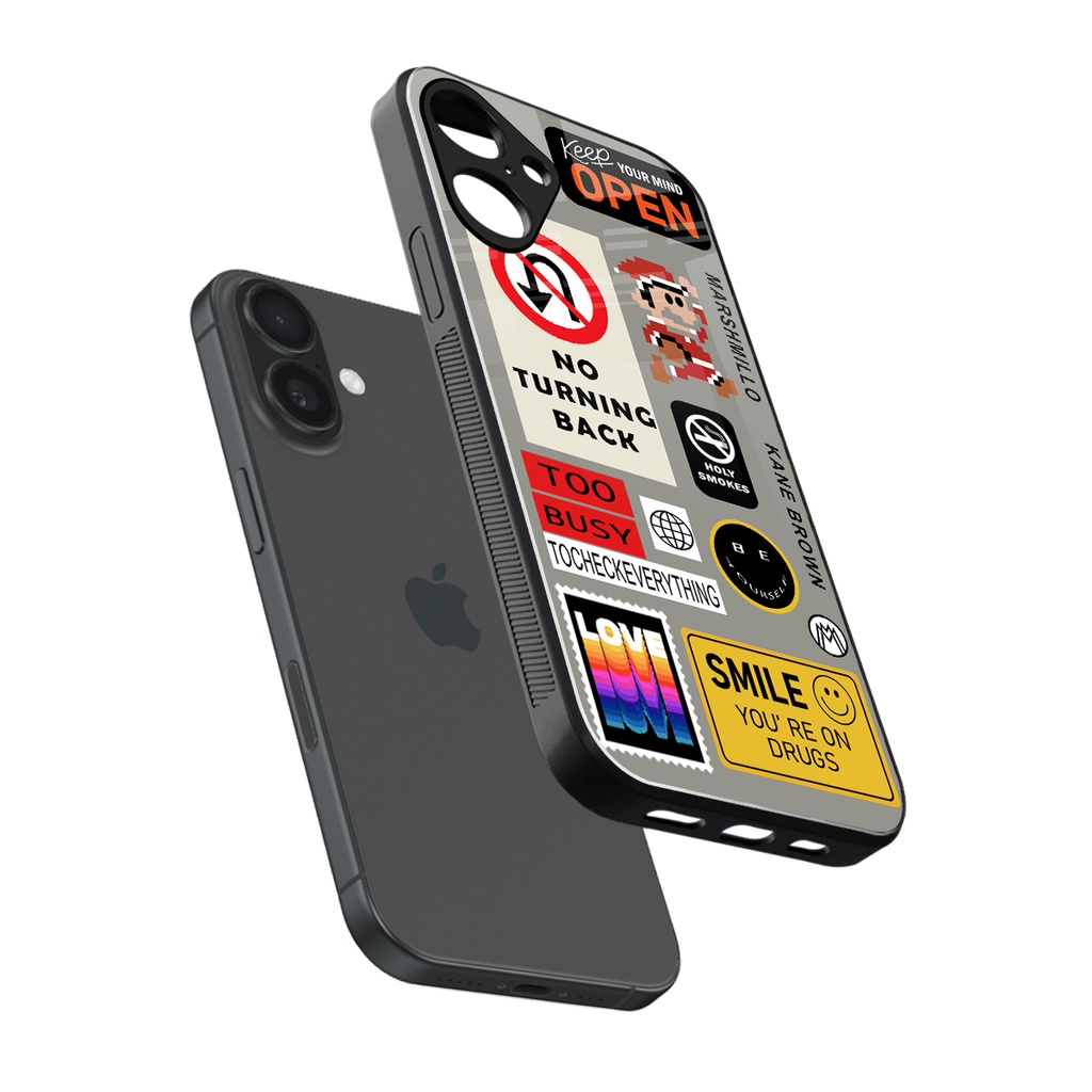 keep your mind open back phone cover | glass case for iphone 16 plus