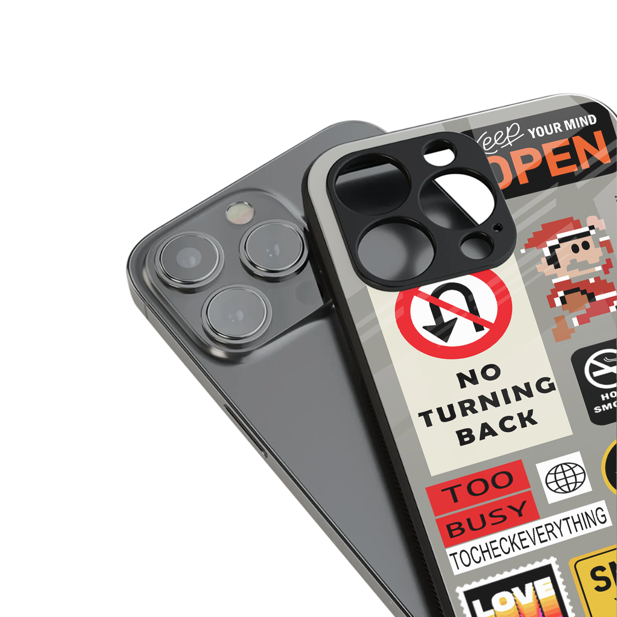 keep your mind open back phone cover | glass case for iphone 14 plus
