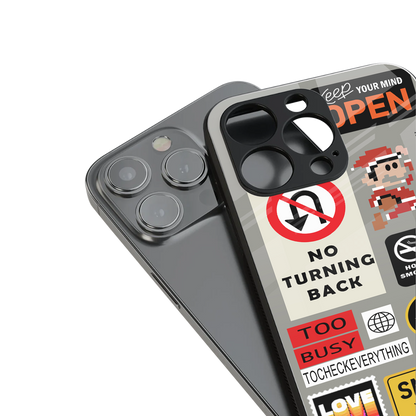 keep your mind open back phone cover | glass case for iphone 15 pro