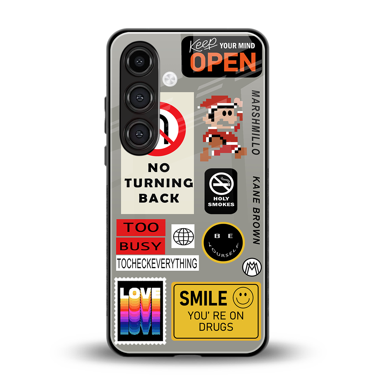 keep your mind open back phone cover | glass case for samsung galaxy s24 plus