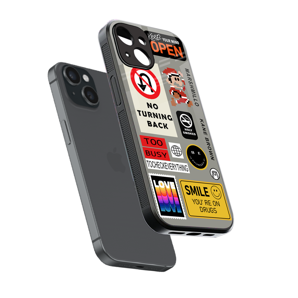 keep your mind open back phone cover | glass case for iphone 15