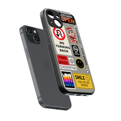 keep your mind open back phone cover | glass case for iphone 15