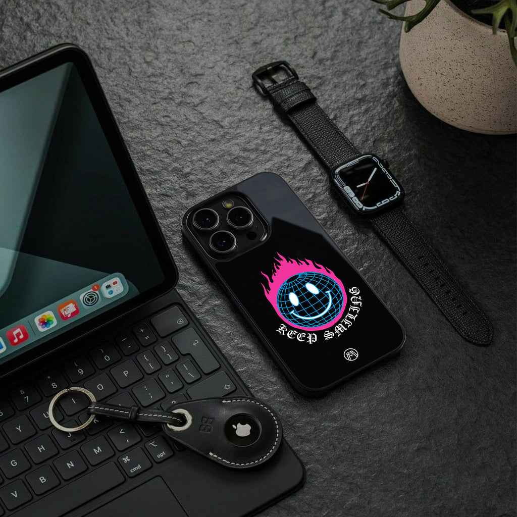 keep smiling back phone cover | glass case for google pixel 9 pro