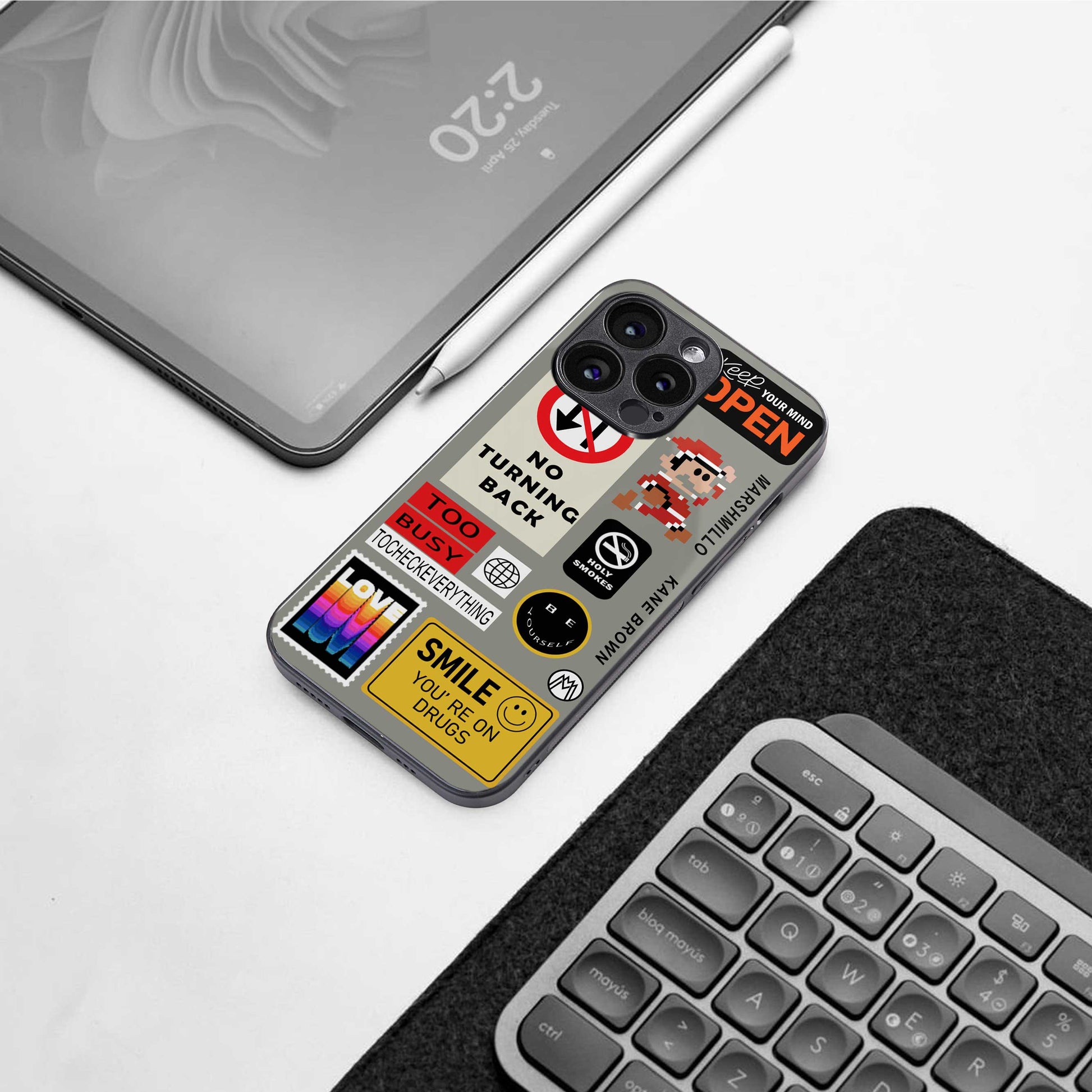 keep your mind open back phone cover | glass case for iphone 13 pro max