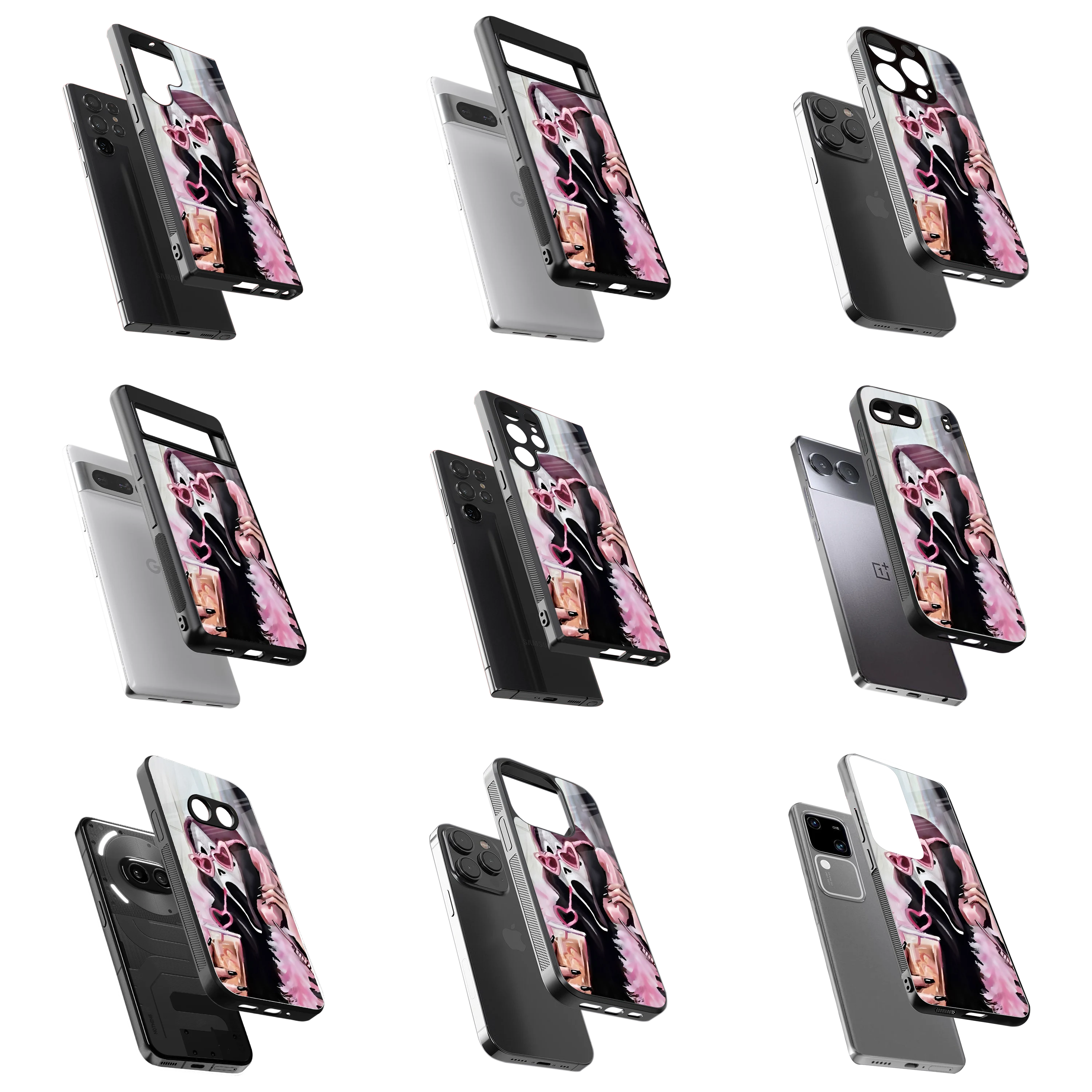 Durable Glass Back Mobile Case for iPhone, Samsung, OnePlus, Google Pixel, Redmi, Vivo, Oppo