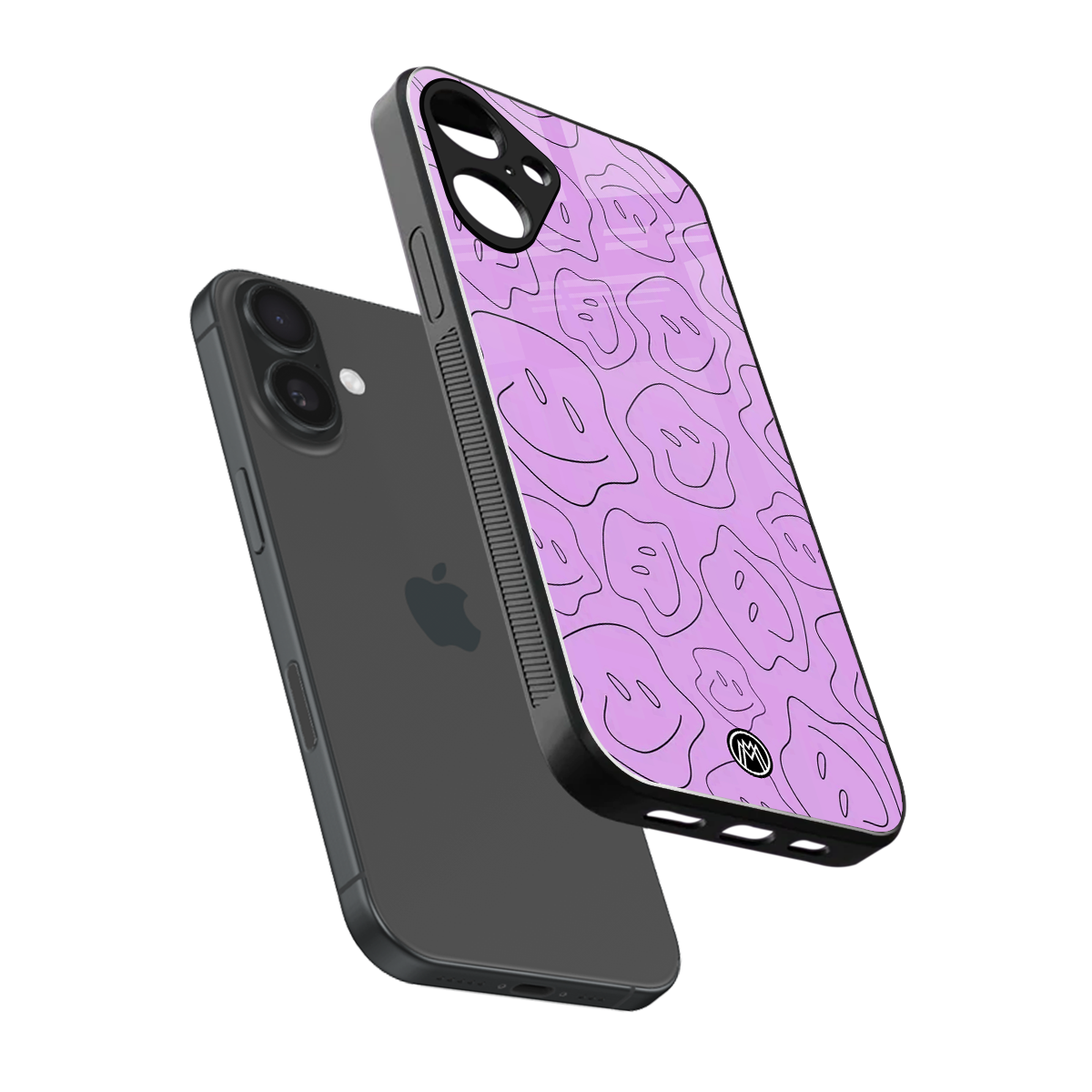 kinda sad kinda happy back phone cover | glass case for iphone 16 plus