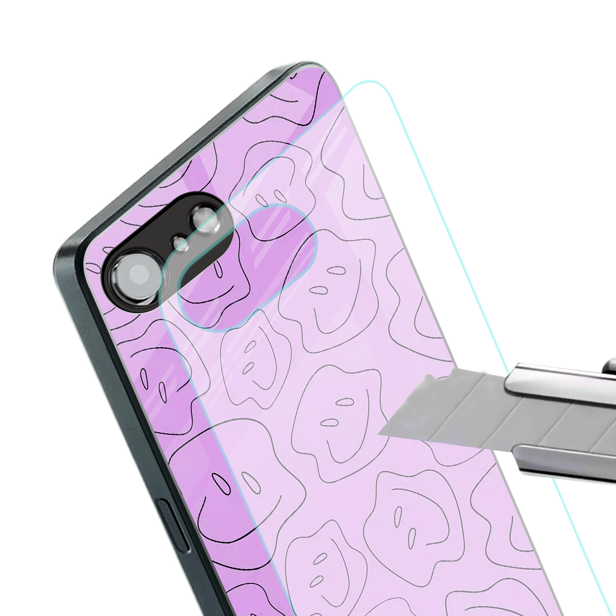 kinda sad kinda happy back phone cover | glass case for iphone 16e