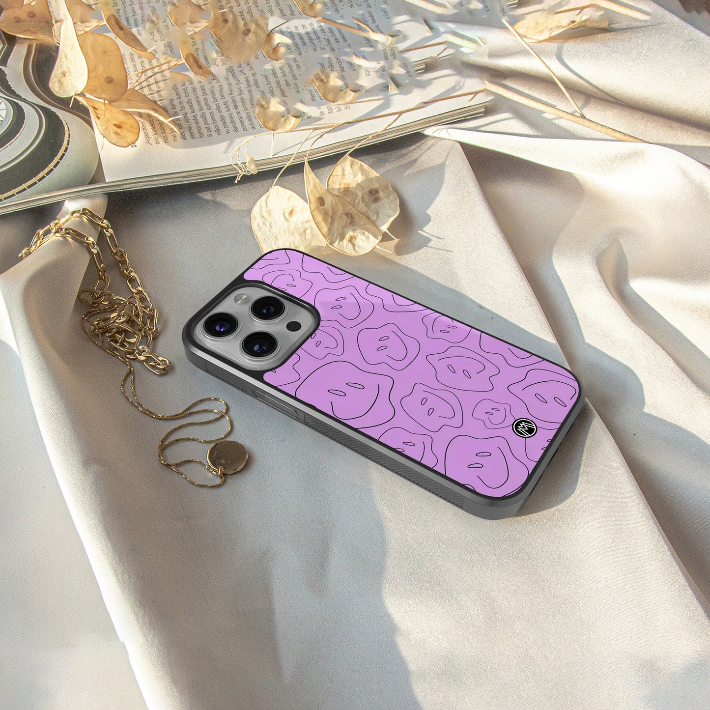 kinda sad kinda happy back phone cover | glass case for iphone 16 pro max