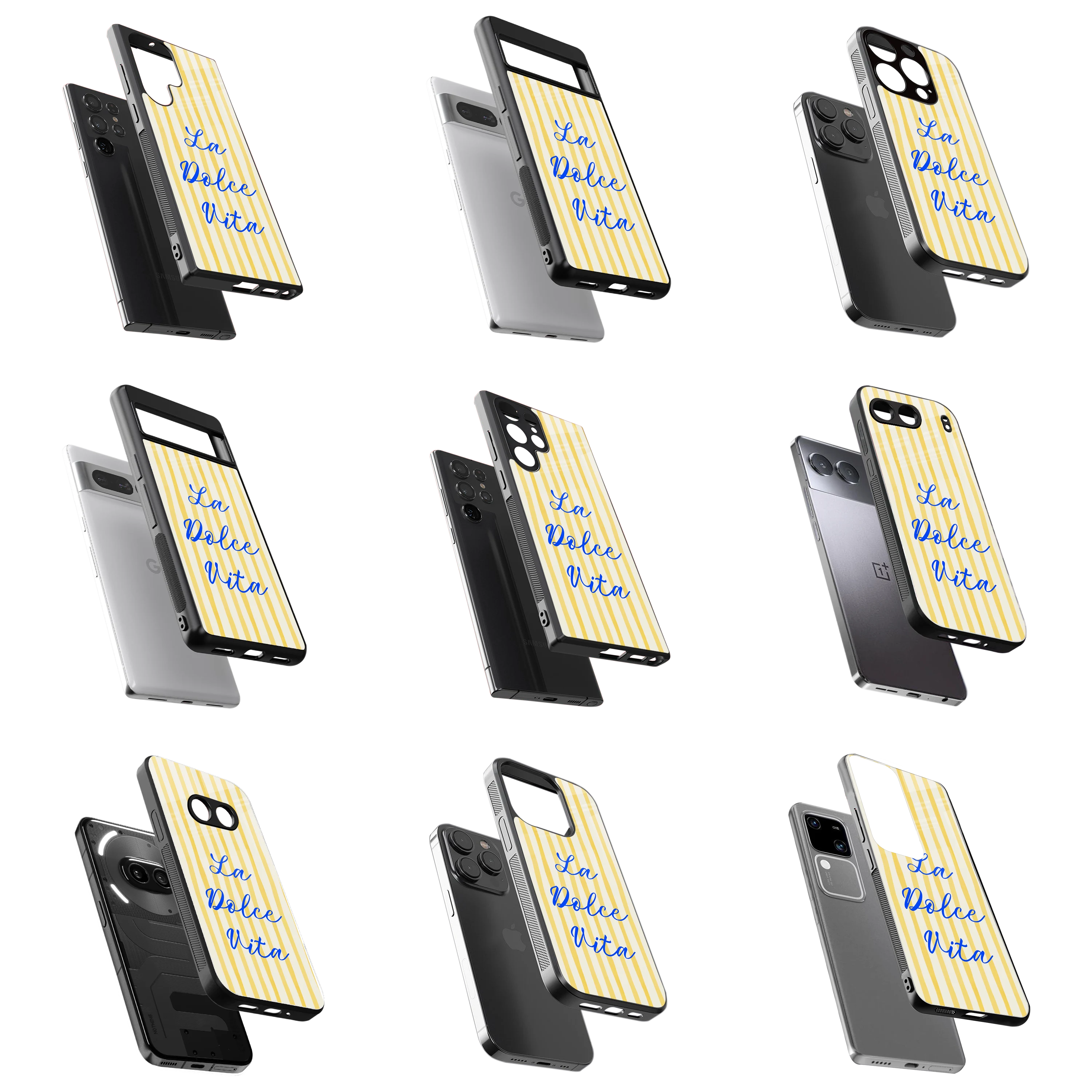 Durable Glass Back Mobile Case for iPhone, Samsung, OnePlus, Google Pixel, Redmi, Vivo, Oppo