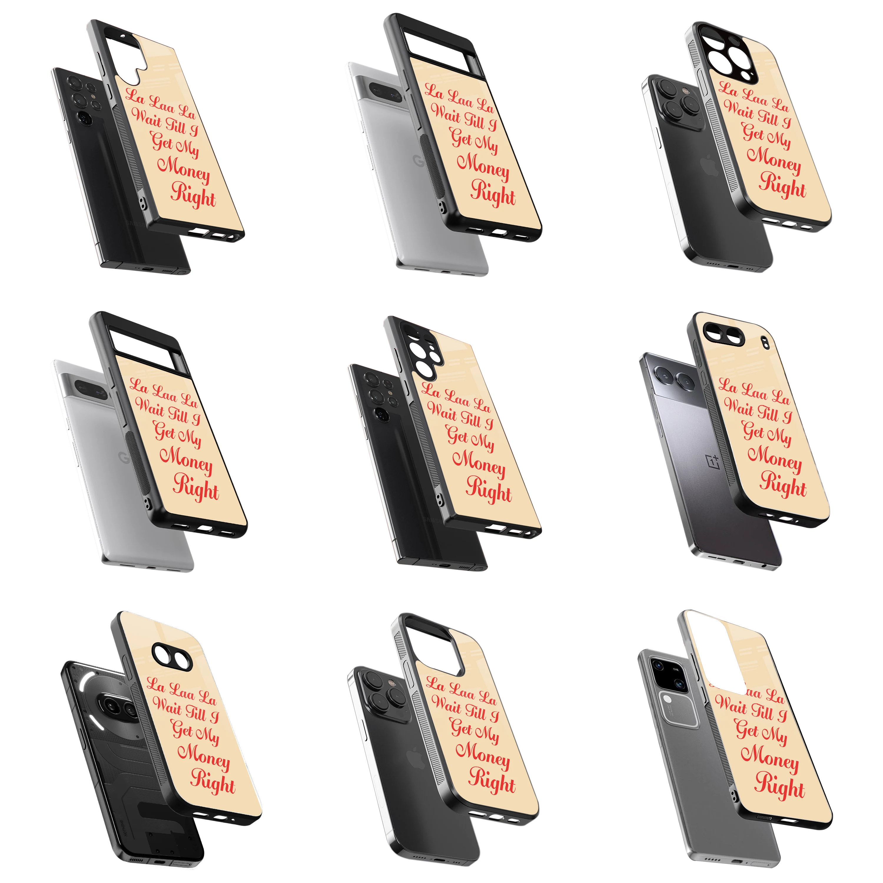 Durable Glass Back Mobile Case for iPhone, Samsung, OnePlus, Google Pixel, Redmi, Vivo, Oppo