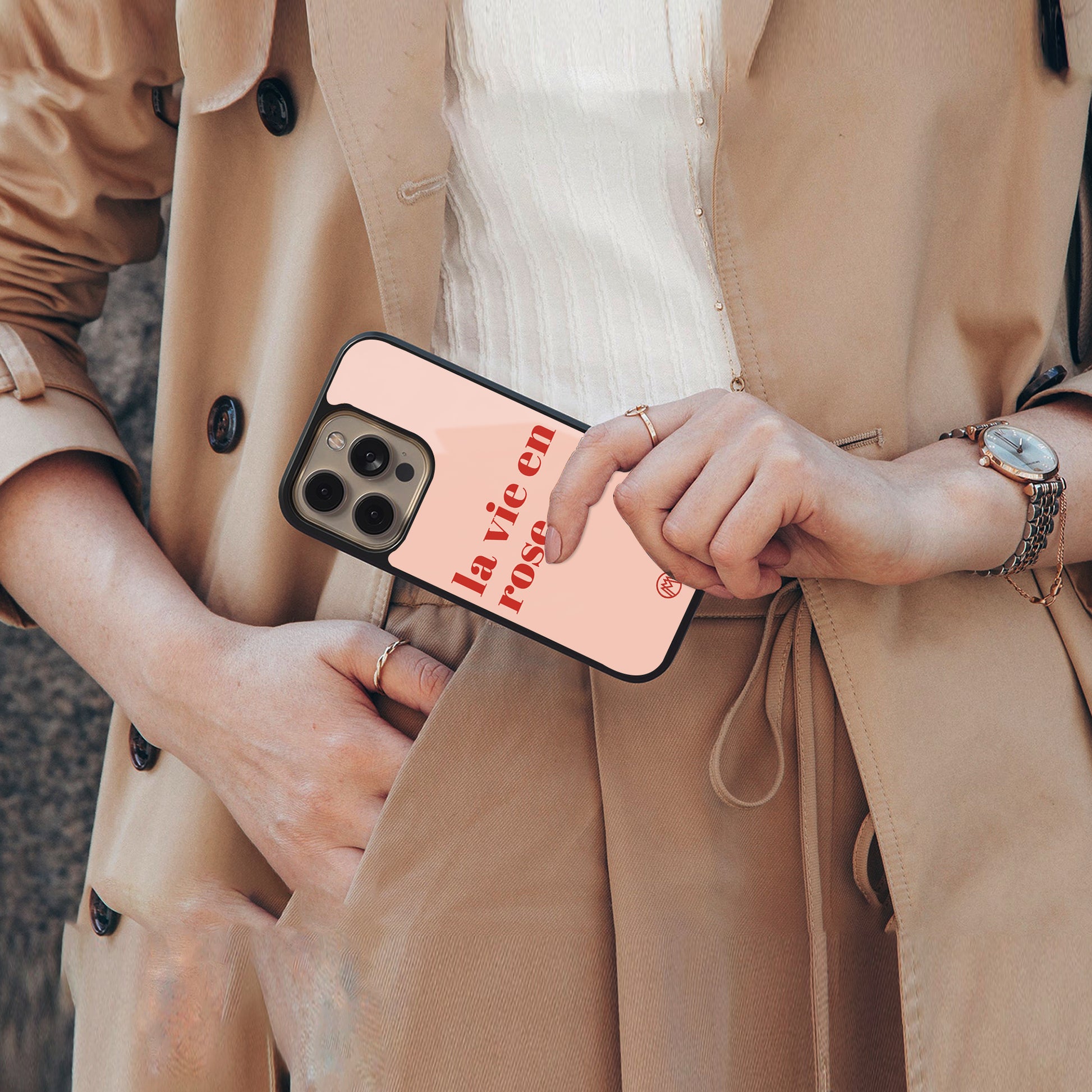 la vie en rose quote back phone cover | glass case for iphone 16 pro max