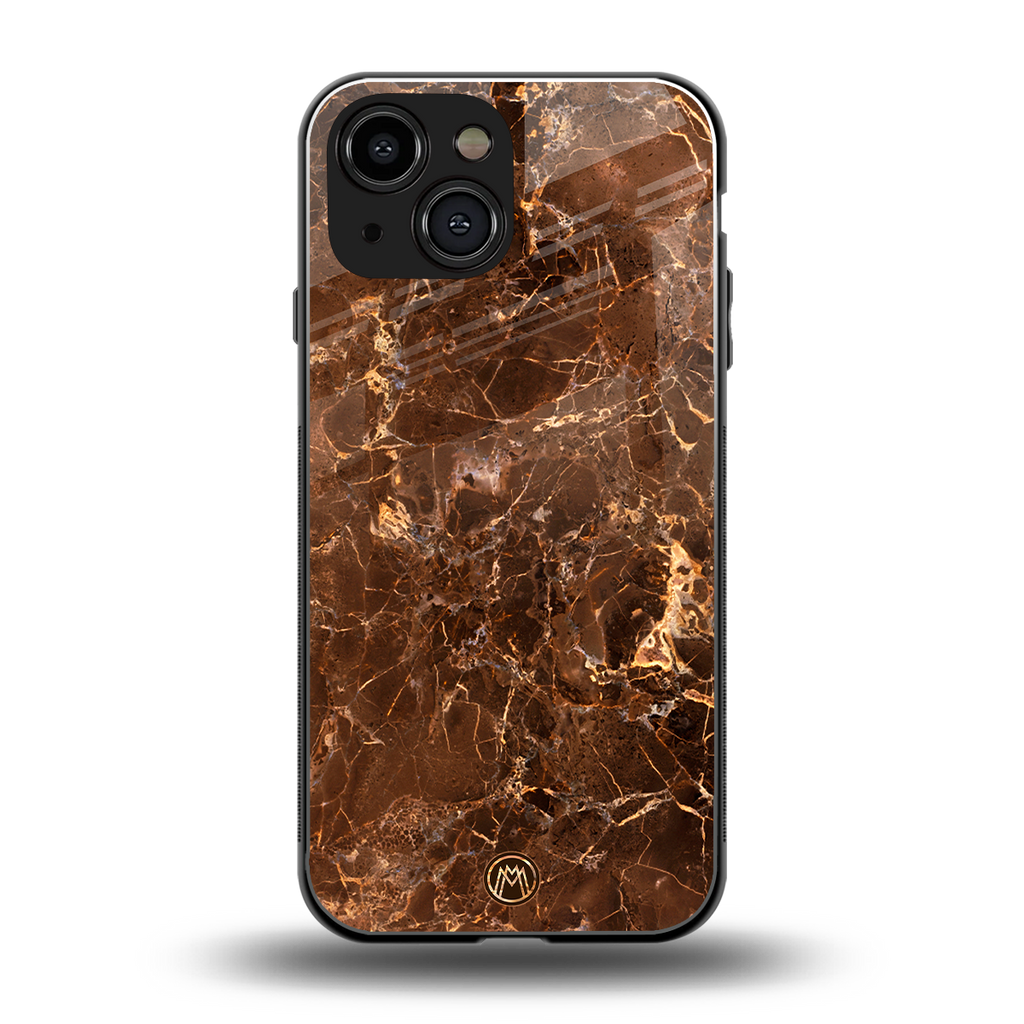 lavish brown marble back phone cover | glass case for iphone 13 mini