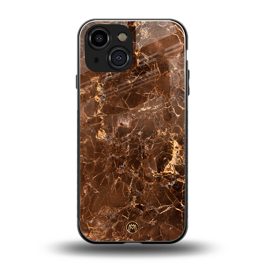 lavish brown marble back phone cover | glass case for iphone 13 mini