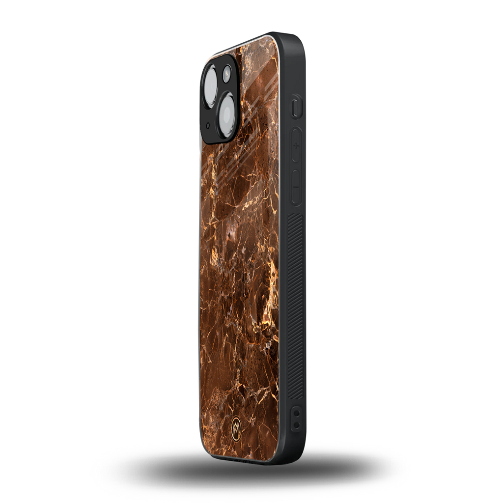 lavish brown marble back phone cover | glass case for iphone 13 mini