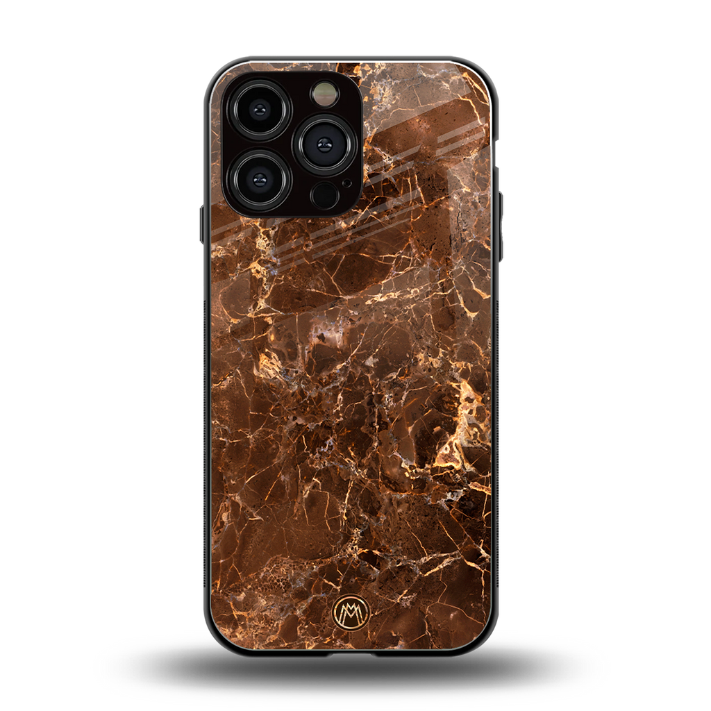 lavish brown marble back phone cover | glass case for iphone 13 pro max