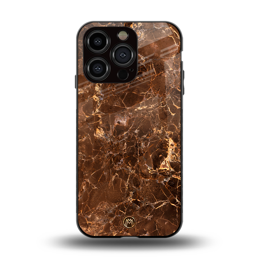 lavish brown marble back phone cover | glass case for iphone 13 pro