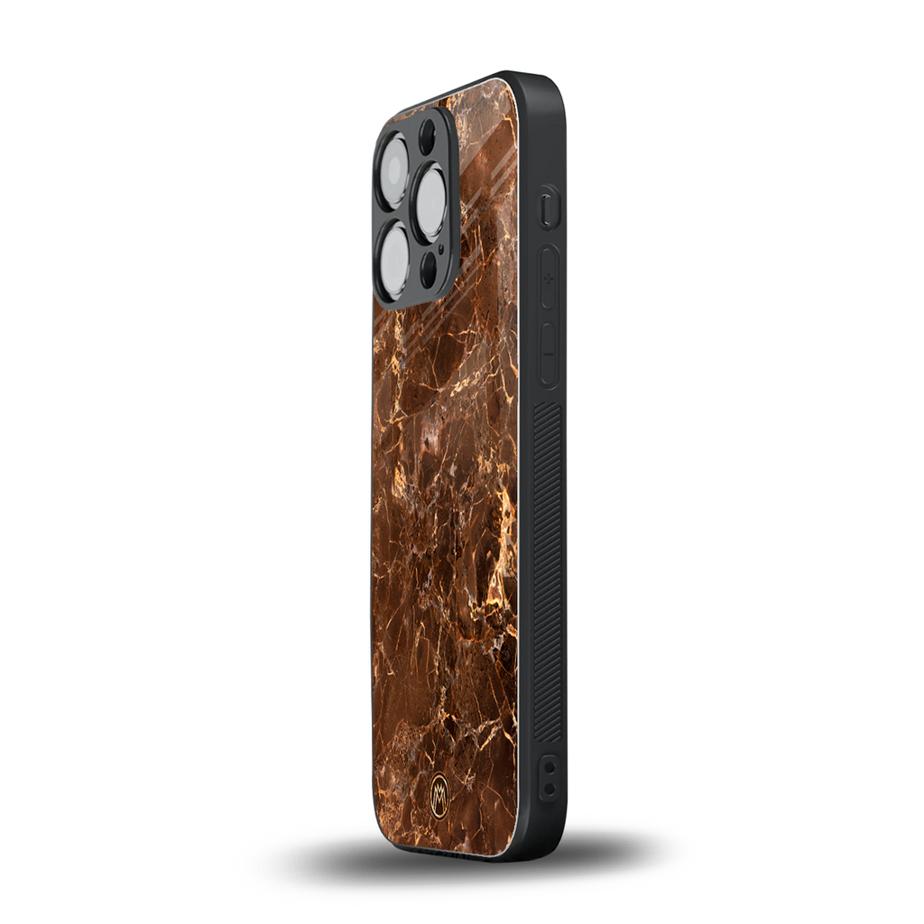 lavish brown marble back phone cover | glass case for iphone 13 pro
