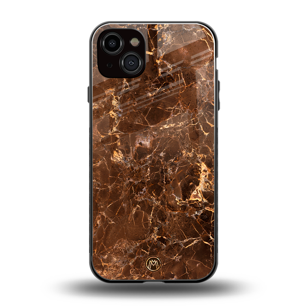lavish brown marble back phone cover | glass case for iphone 15 plus