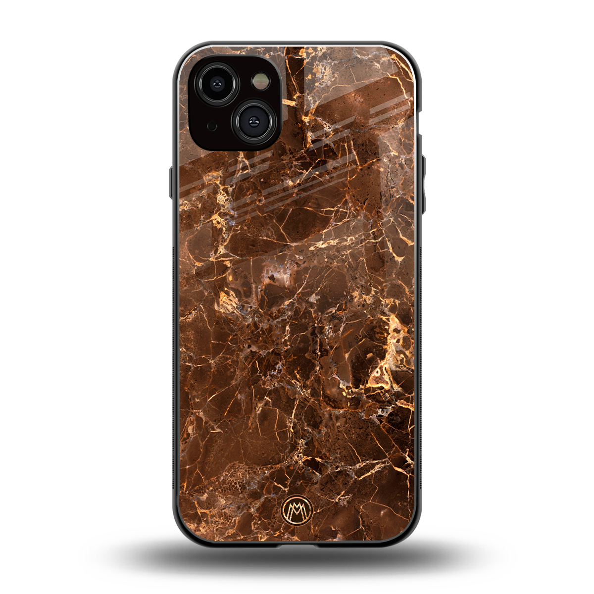 lavish brown marble back phone cover | glass case for iphone 14 plus