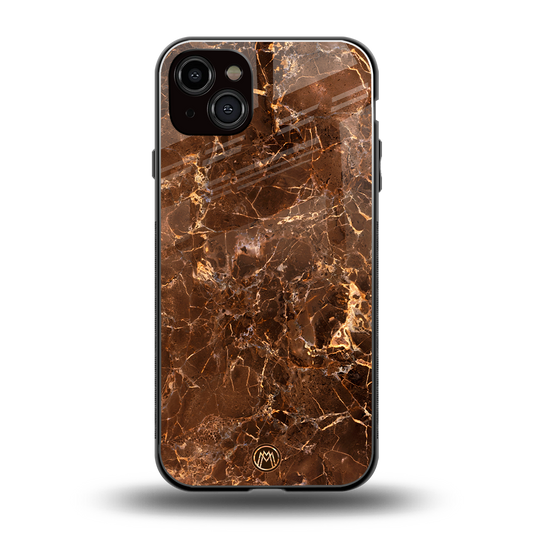 lavish brown marble back phone cover | glass case for iphone 14 plus