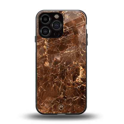 lavish brown marble back phone cover | glass case for iphone 14 pro max
