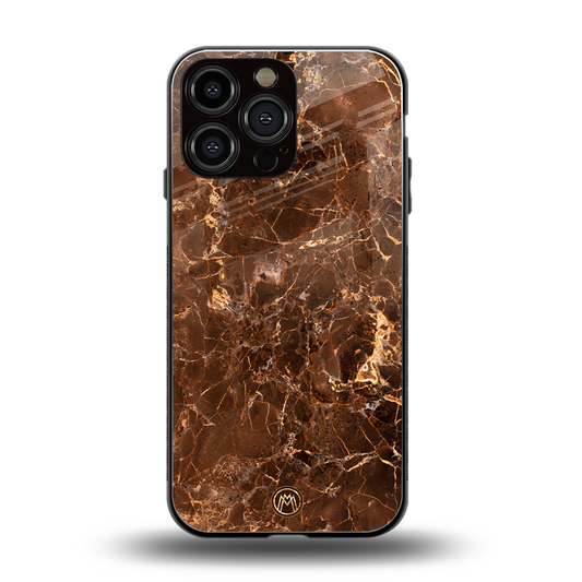 lavish brown marble back phone cover | glass case for iphone 14 pro max