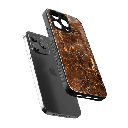 lavish brown marble back phone cover | glass case for iphone 14 pro max