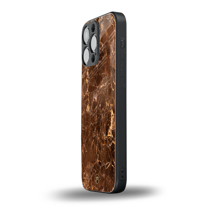 lavish brown marble back phone cover | glass case for iphone 14 pro max