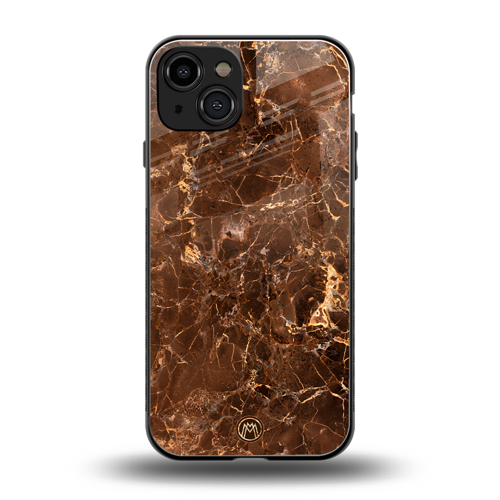 lavish brown marble back phone cover | glass case for iphone 15