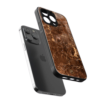 lavish brown marble back phone cover | glass case for iphone 14 pro