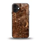 lavish brown marble back phone cover | glass case for iphone 16 plus