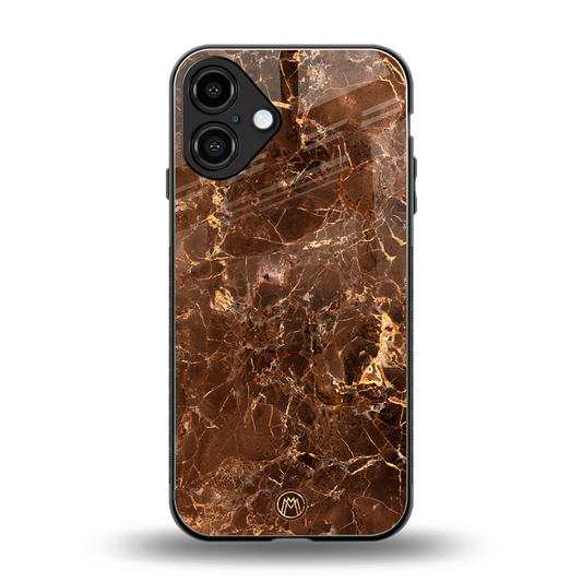 lavish brown marble back phone cover | glass case for iphone 16 plus