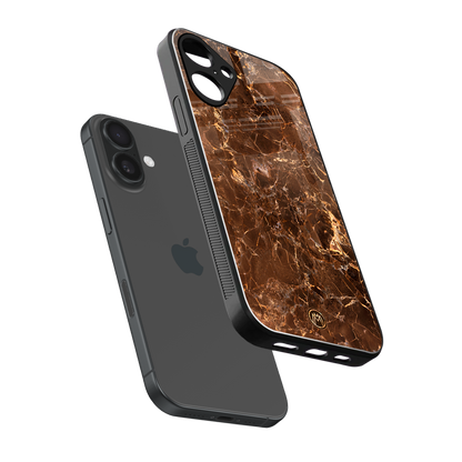 lavish brown marble back phone cover | glass case for iphone 16 plus