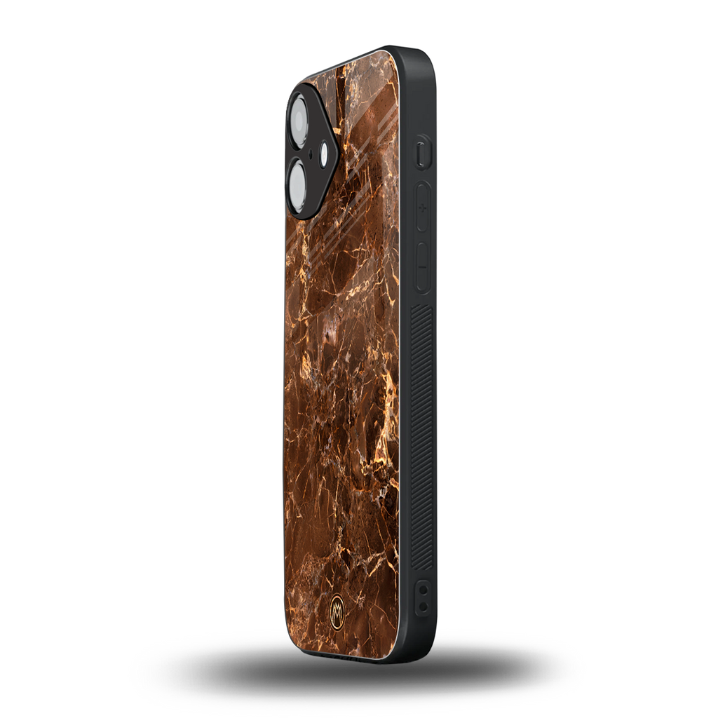 lavish brown marble back phone cover | glass case for iphone 16 plus