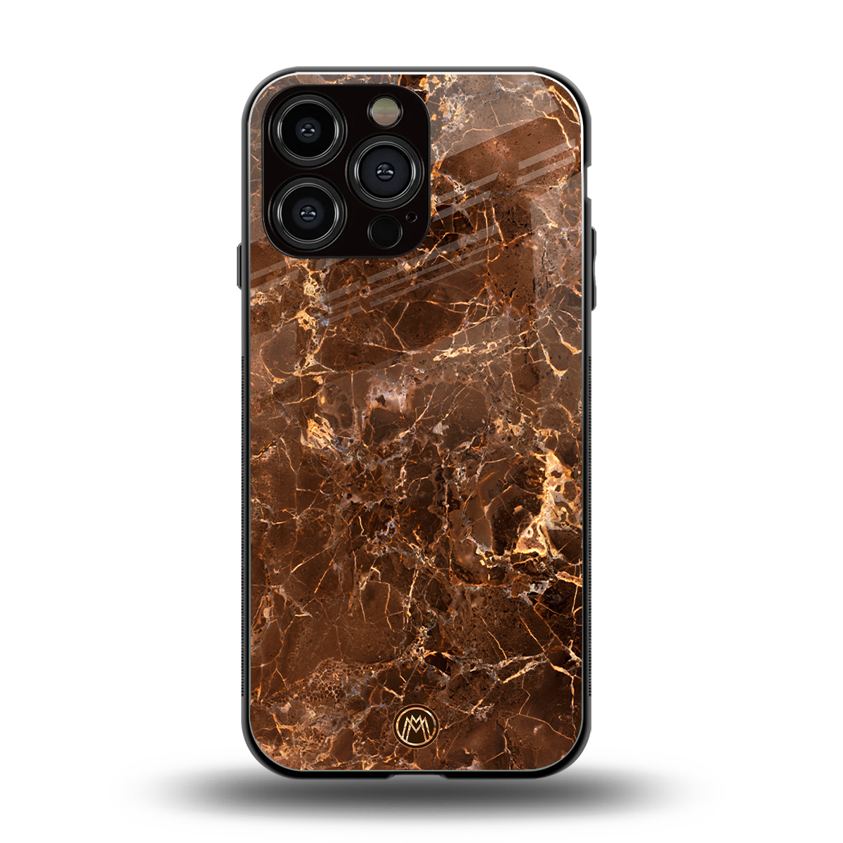 lavish brown marble back phone cover | glass case for iphone 16 pro max