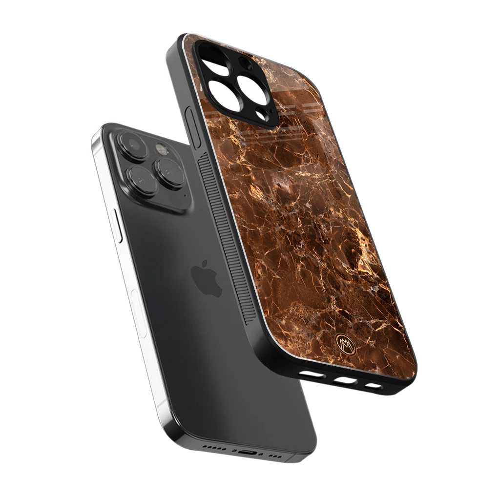 lavish brown marble back phone cover | glass case for iphone 16 pro max