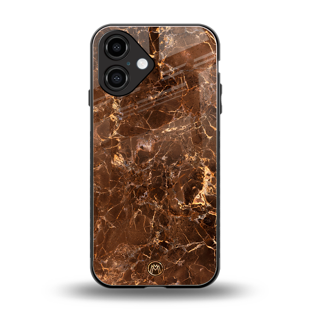 lavish brown marble back phone cover | glass case for iphone 16