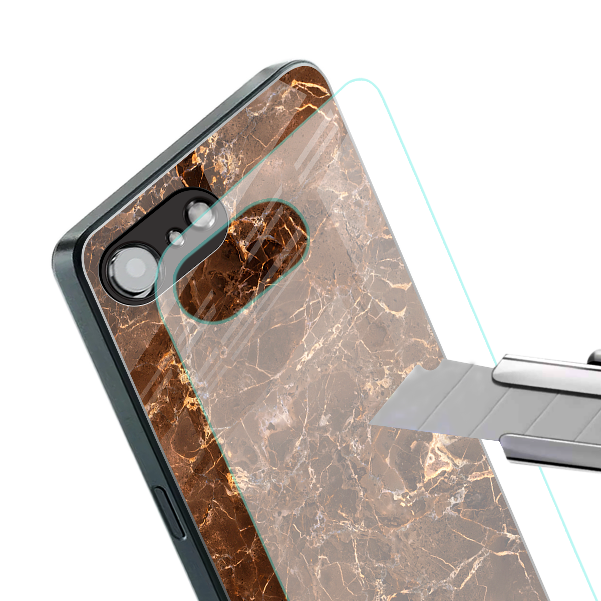 lavish brown marble back phone cover | glass case for iphone 16e