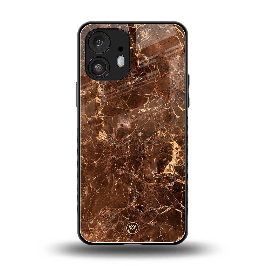lavish brown marble back phone cover | glass case for nothing phone 2