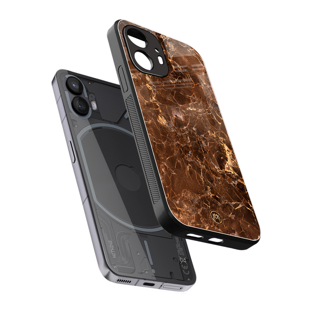 lavish brown marble back phone cover | glass case for nothing phone 2