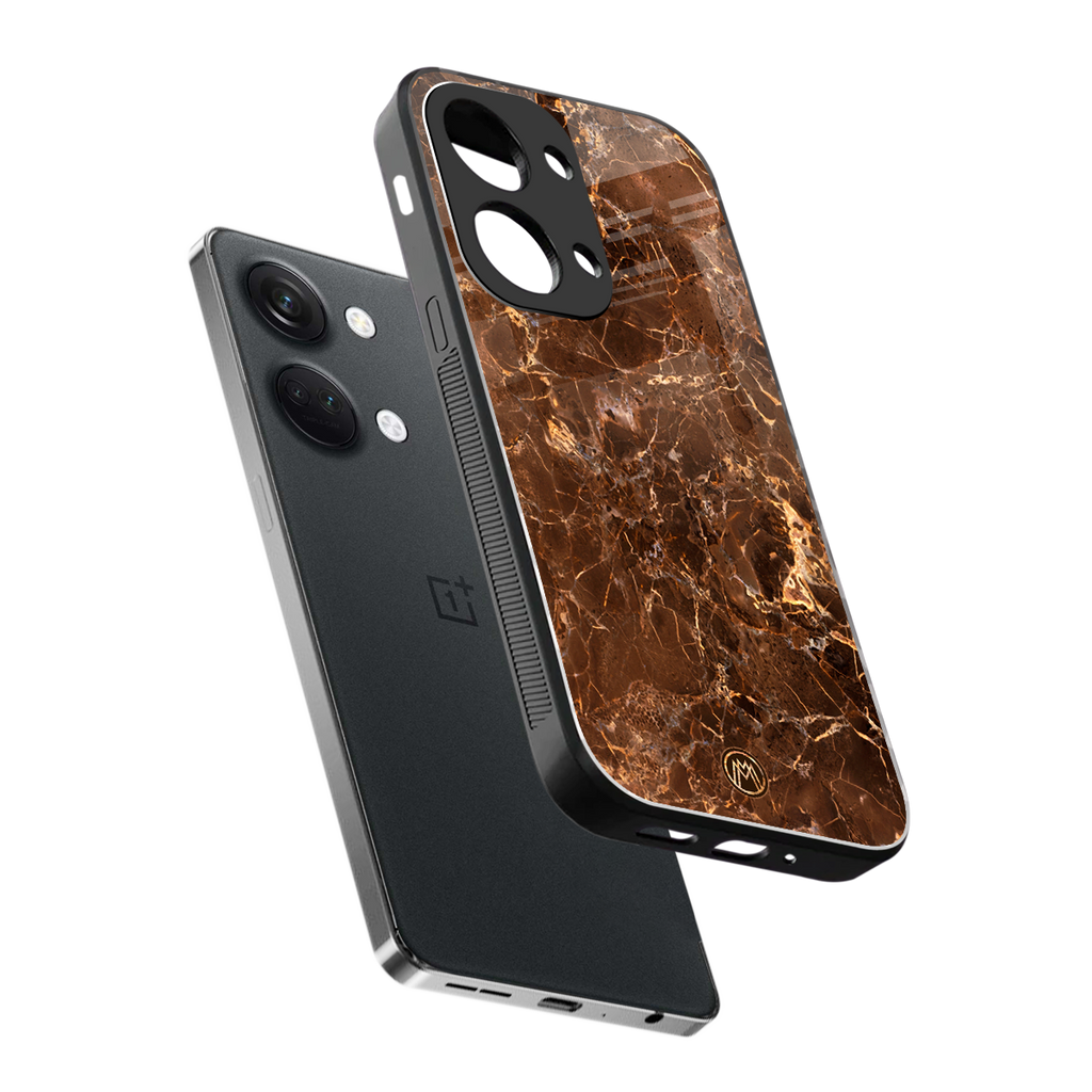 lavish brown marble back phone cover | glass case for oneplus nord 3