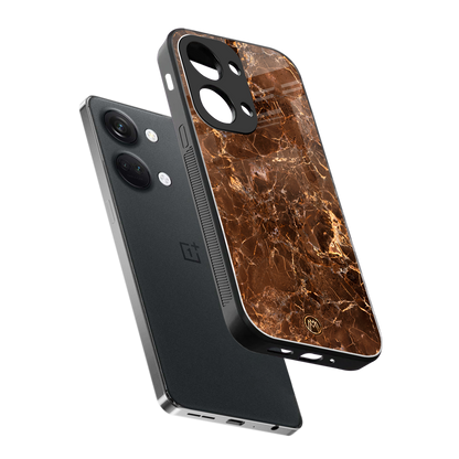 lavish brown marble back phone cover | glass case for oneplus nord 3