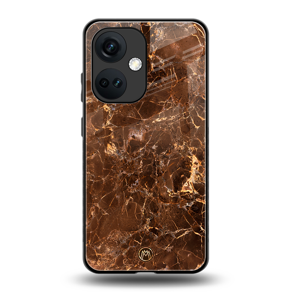 lavish brown marble back phone cover | glass case for oneplus nord ce 3