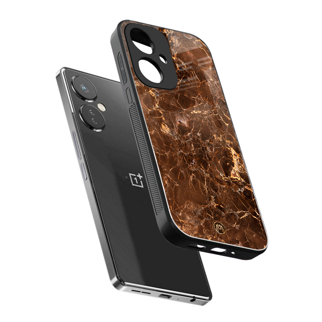 lavish brown marble back phone cover | glass case for oneplus nord ce 3