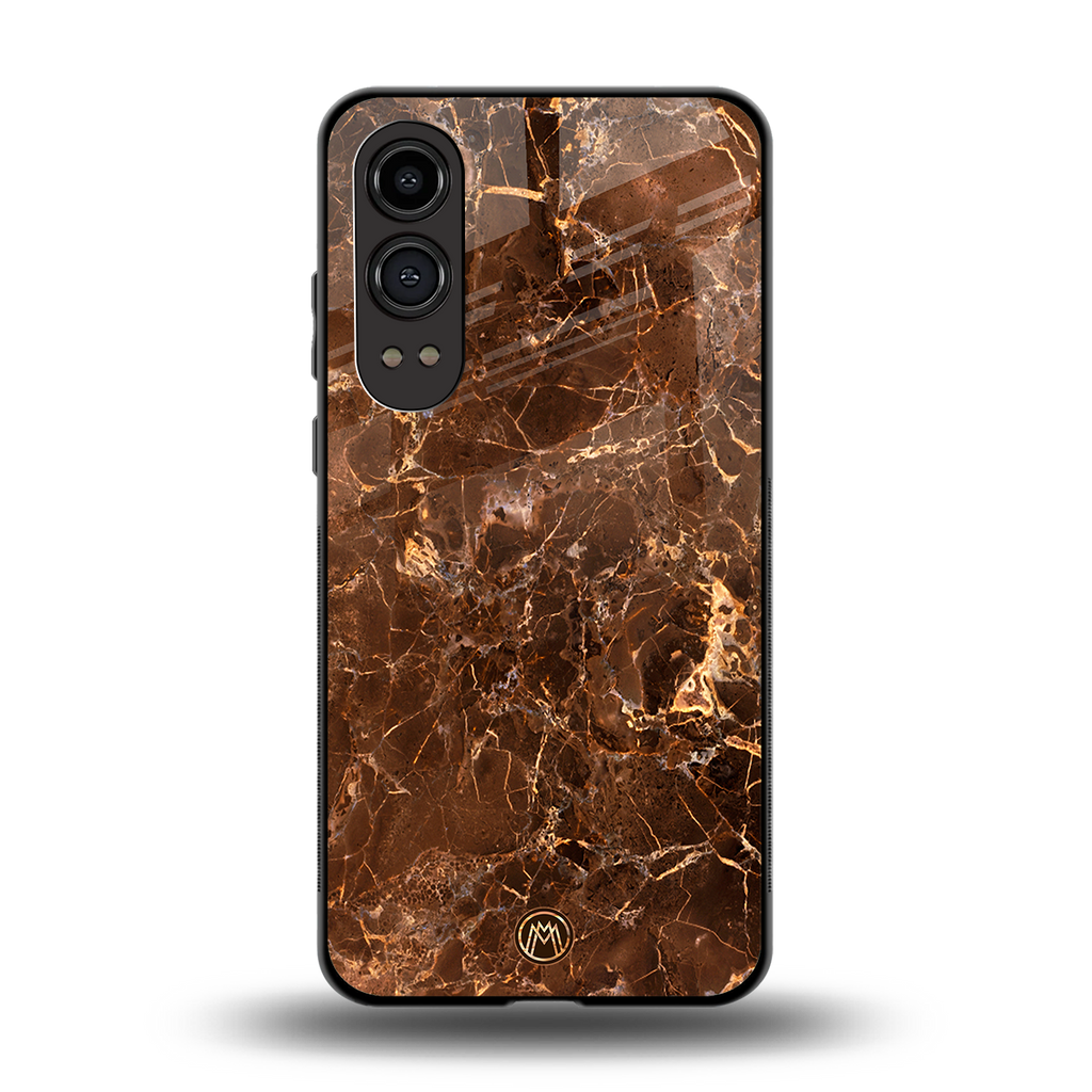 lavish brown marble back phone cover | glass case for oneplus nord ce 4 lite