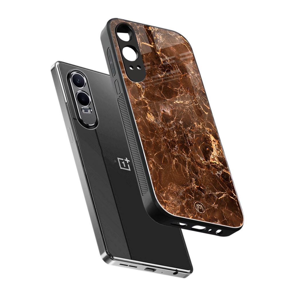 lavish brown marble back phone cover | glass case for oneplus nord ce 4 lite