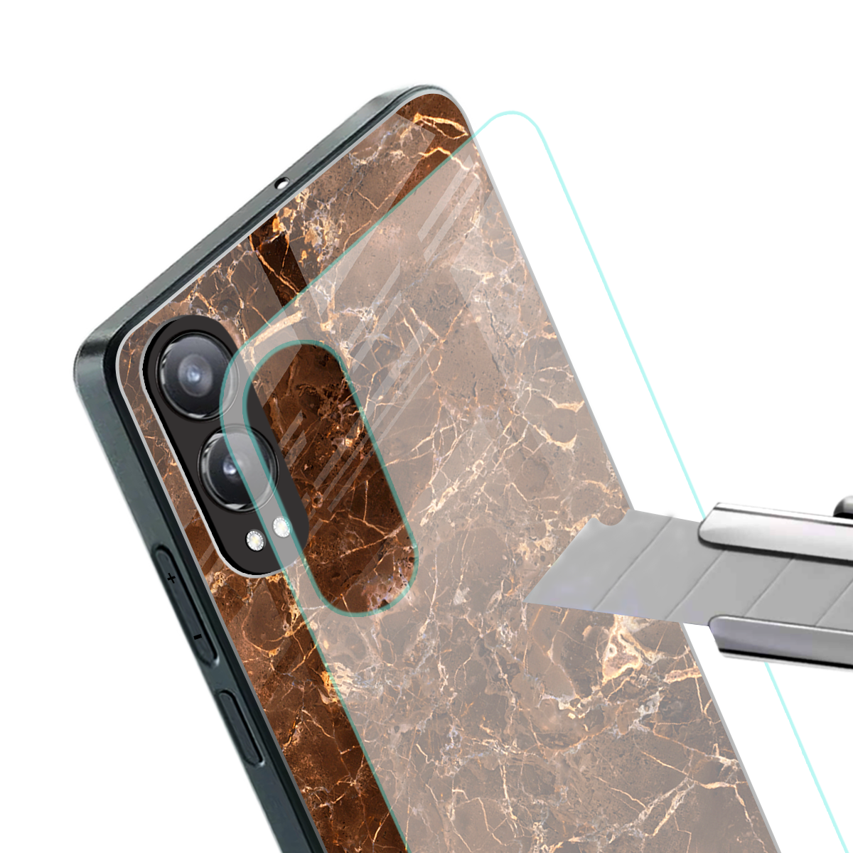 lavish brown marble back phone cover | glass case for oneplus nord ce 4 lite
