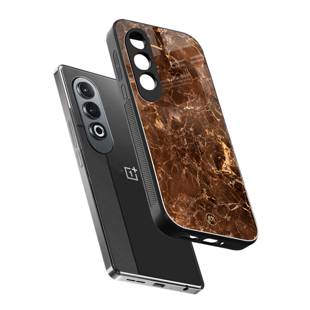 lavish brown marble back phone cover | glass case for oneplus nord ce 4