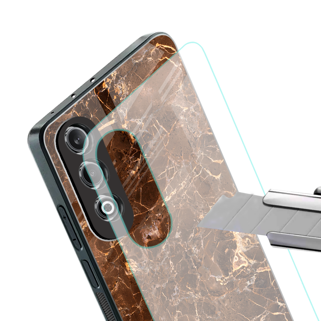 lavish brown marble back phone cover | glass case for oneplus nord ce 4