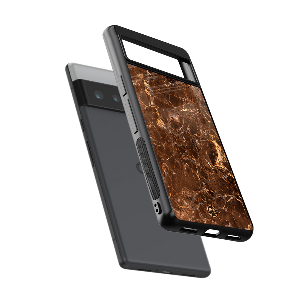 lavish brown marble back phone cover | glass case for google pixel 6 pro